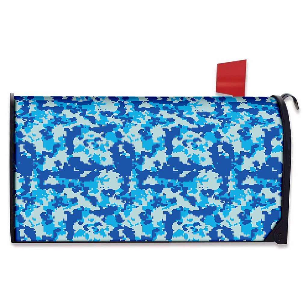 Blue Digital Camo Pattern Print Mailbox Cover