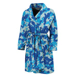 Blue Digital Camo Pattern Print Men's Bathrobe