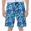 Blue Digital Camo Pattern Print Men's Beach Shorts