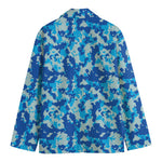 Blue Digital Camo Pattern Print Men's Blazer