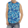 Blue Digital Camo Pattern Print Men's Fitness Tank Top