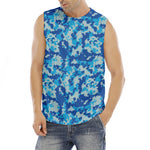 Blue Digital Camo Pattern Print Men's Fitness Tank Top