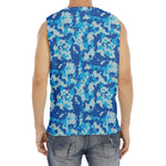 Blue Digital Camo Pattern Print Men's Fitness Tank Top