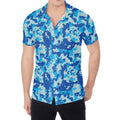 Blue Digital Camo Pattern Print Men's Shirt