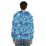 Blue Digital Camo Pattern Print Men's Velvet Pullover Hoodie