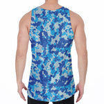 Blue Digital Camo Pattern Print Men's Velvet Tank Top