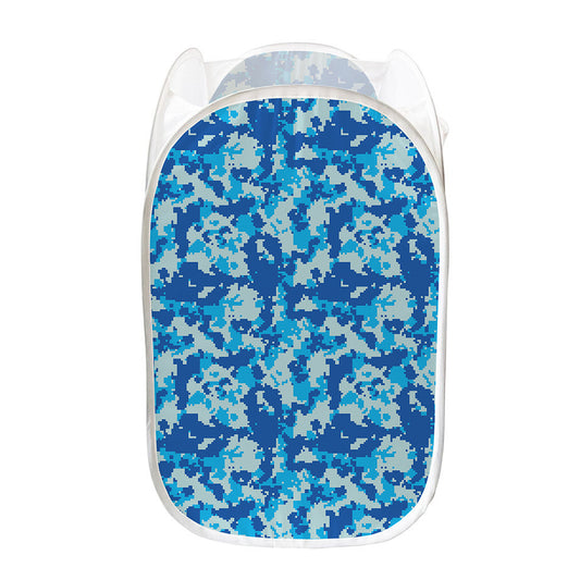 Blue Digital Camo Pattern Print Mesh Laundry Hamper