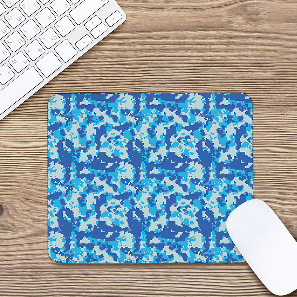 Blue Digital Camo Pattern Print Mouse Pad