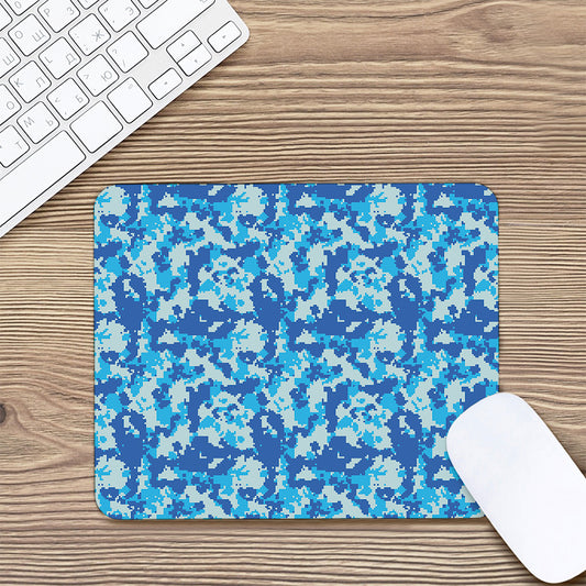 Blue Digital Camo Pattern Print Mouse Pad