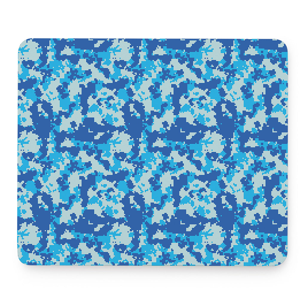 Blue Digital Camo Pattern Print Mouse Pad