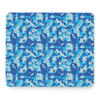 Blue Digital Camo Pattern Print Mouse Pad