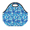Blue Digital Camo Pattern Print Neoprene Lunch Bag