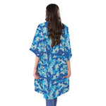 Blue Digital Camo Pattern Print Open Front Beach Cover Up