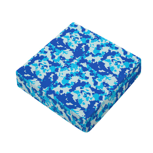 Blue Digital Camo Pattern Print Outdoor Seat Cushion Cover