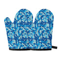 Blue Digital Camo Pattern Print Oven Mitts