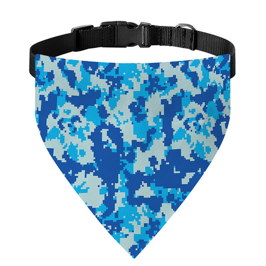 Blue Digital Camo Pattern Print Over The Collar Dog Bandana