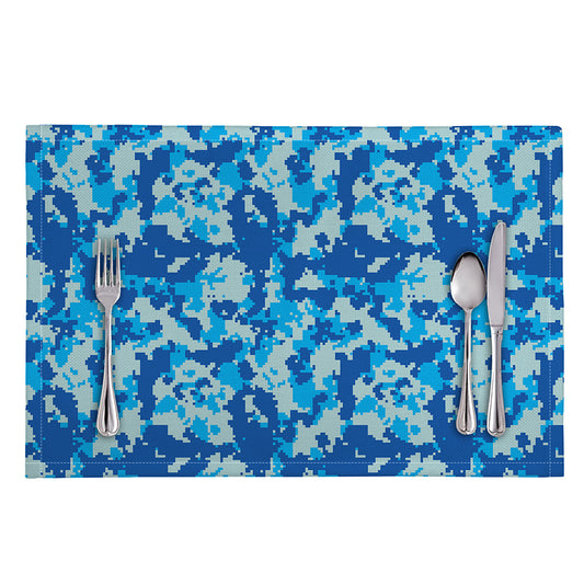 Blue Digital Camo Pattern Print Placemat