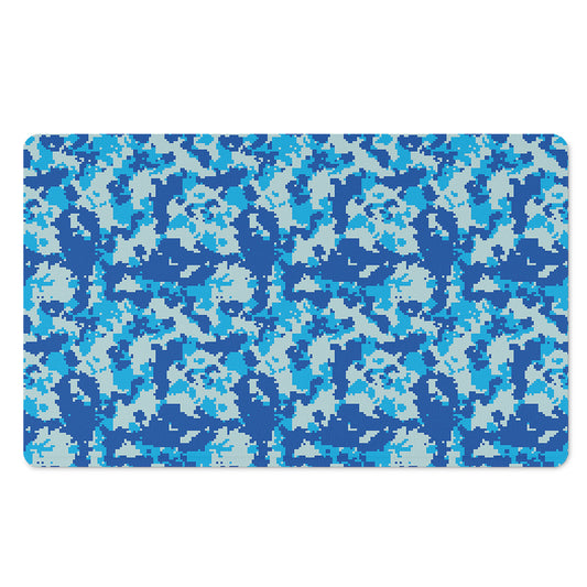 Blue Digital Camo Pattern Print Polyester Doormat