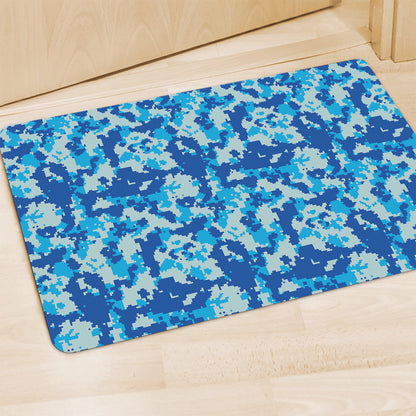 Blue Digital Camo Pattern Print Polyester Doormat
