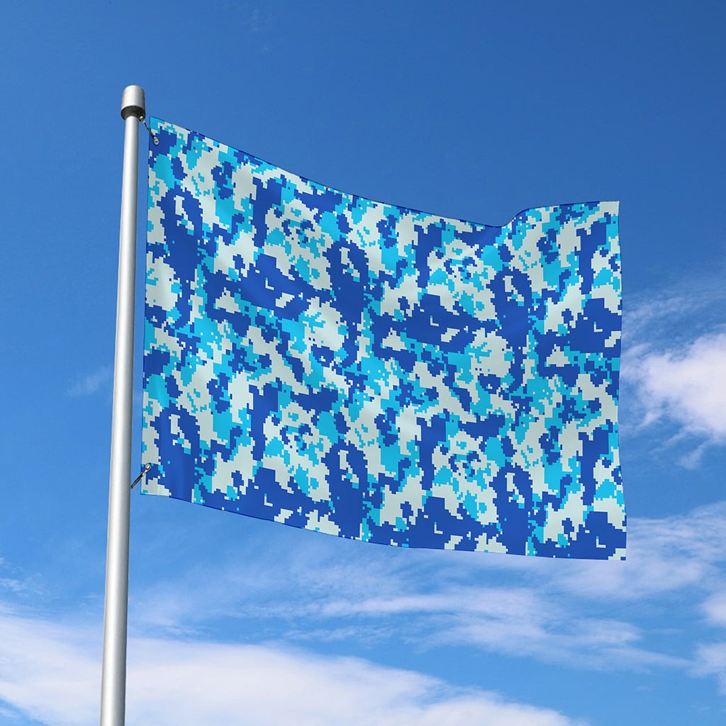 Blue Digital Camo Pattern Print Polyester Flag