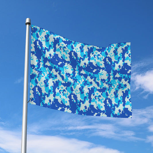 Blue Digital Camo Pattern Print Polyester Flag