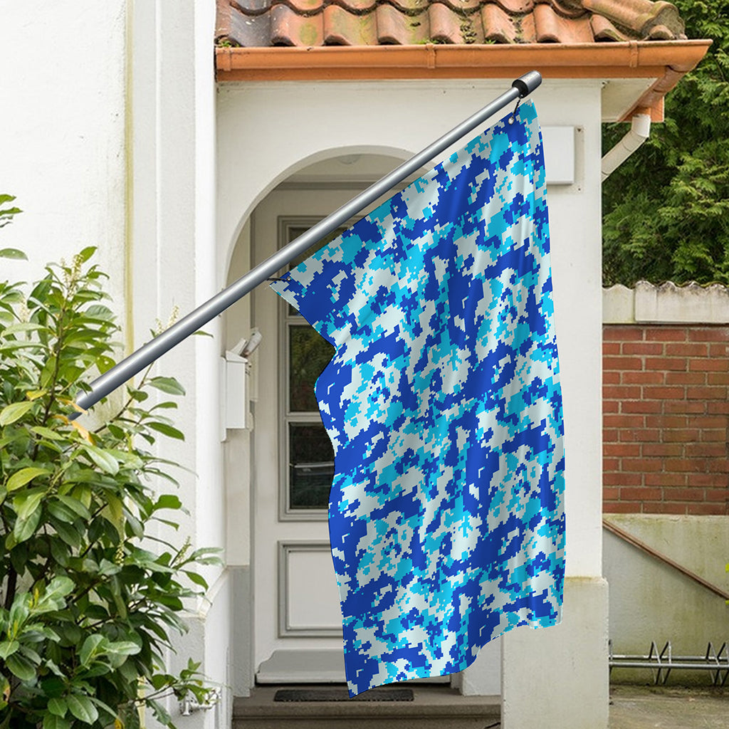 Blue Digital Camo Pattern Print Polyester Flag