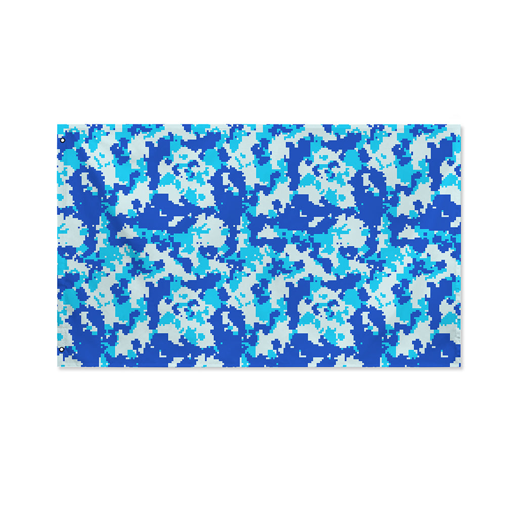 Blue Digital Camo Pattern Print Polyester Flag