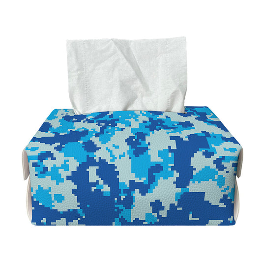 Blue Digital Camo Pattern Print Rectangle Tissue Box Cover