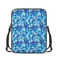 Blue Digital Camo Pattern Print Rectangular Crossbody Bag