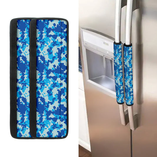 Blue Digital Camo Pattern Print Refrigerator Handle Covers