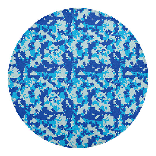 Blue Digital Camo Pattern Print Round Blanket