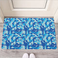 Blue Digital Camo Pattern Print Rubber Doormat