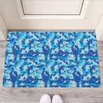 Blue Digital Camo Pattern Print Rubber Doormat
