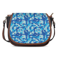 Blue Digital Camo Pattern Print Saddle Bag