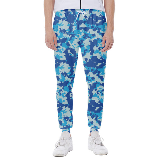 Blue Digital Camo Pattern Print Scuba Joggers