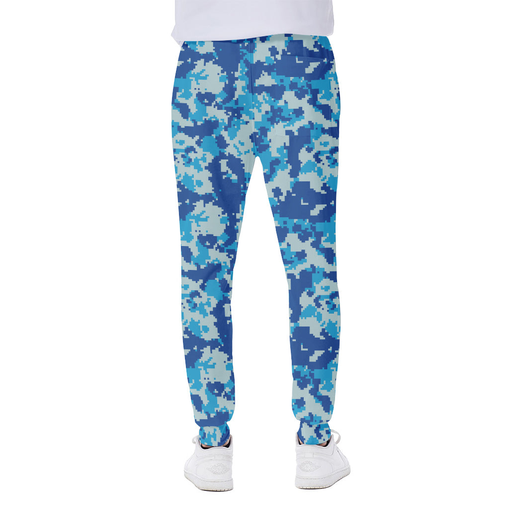 Blue Digital Camo Pattern Print Scuba Joggers