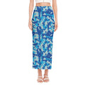 Blue Digital Camo Pattern Print Side Slit Maxi Skirt
