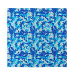 Blue Digital Camo Pattern Print Silk Bandana