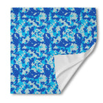 Blue Digital Camo Pattern Print Silk Bandana
