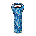 Blue Digital Camo Pattern Print Single Neoprene Wine Tote