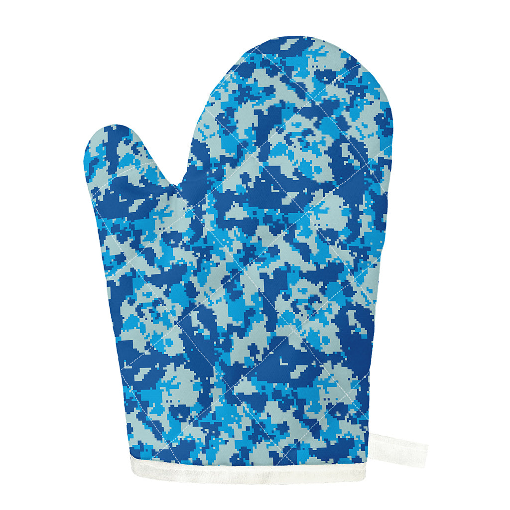 Blue Digital Camo Pattern Print Single Oven Mitt