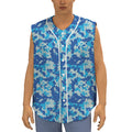 Blue Digital Camo Pattern Print Sleeveless Baseball Jersey
