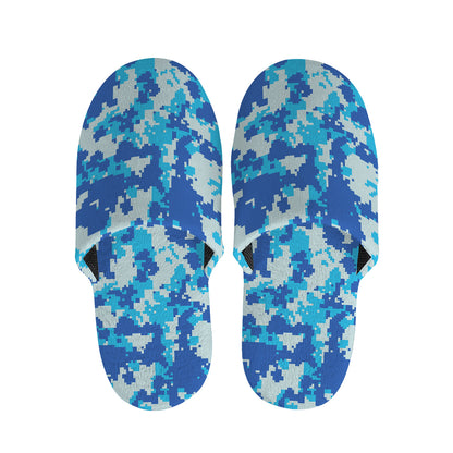 Blue Digital Camo Pattern Print Slippers