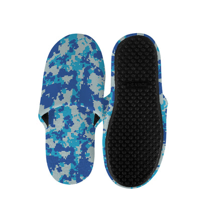 Blue Digital Camo Pattern Print Slippers