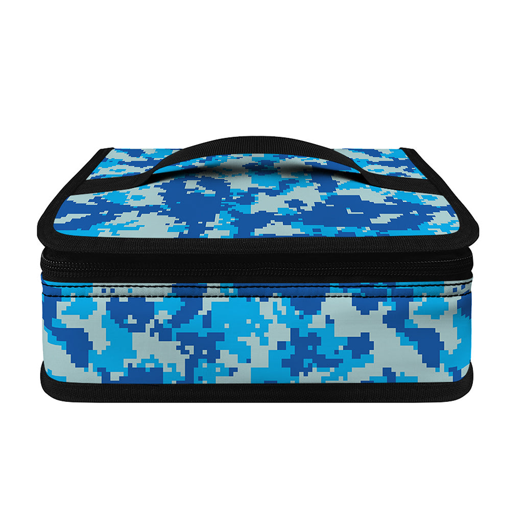 Blue Digital Camo Pattern Print Small Lunch Bag