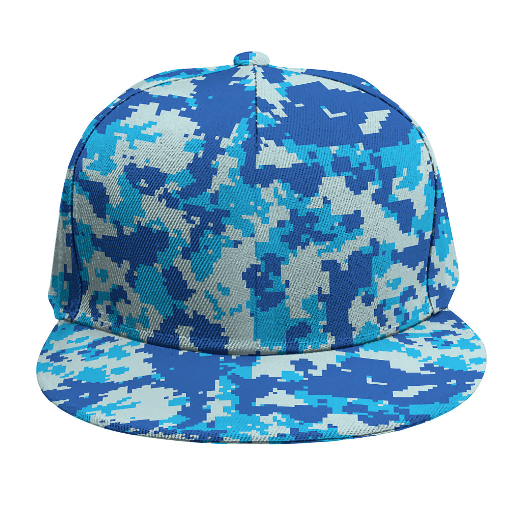 Blue Digital Camo Pattern Print Snapback Cap