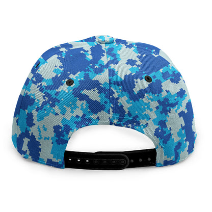 Blue Digital Camo Pattern Print Snapback Cap