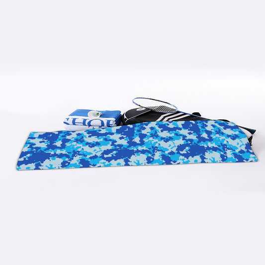Blue Digital Camo Pattern Print Sports Towel