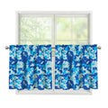 Blue Digital Camo Pattern Print Tier Curtains