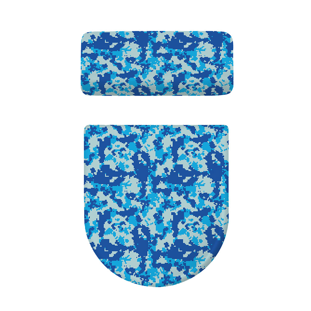Blue Digital Camo Pattern Print Toilet Lid And Tank Cover Set